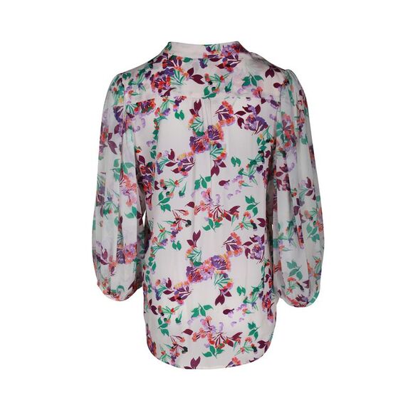 Saloni Floral-Print Shirt in Multicolor Silk